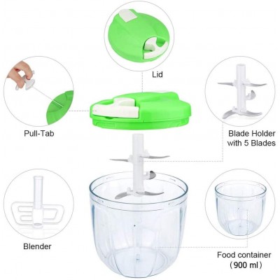 QuickPull Food Chopper Powerful Manual Hand Held Chopper/Mincer/Mixer/Blender to Chop Meat,Fruits, Vegetables